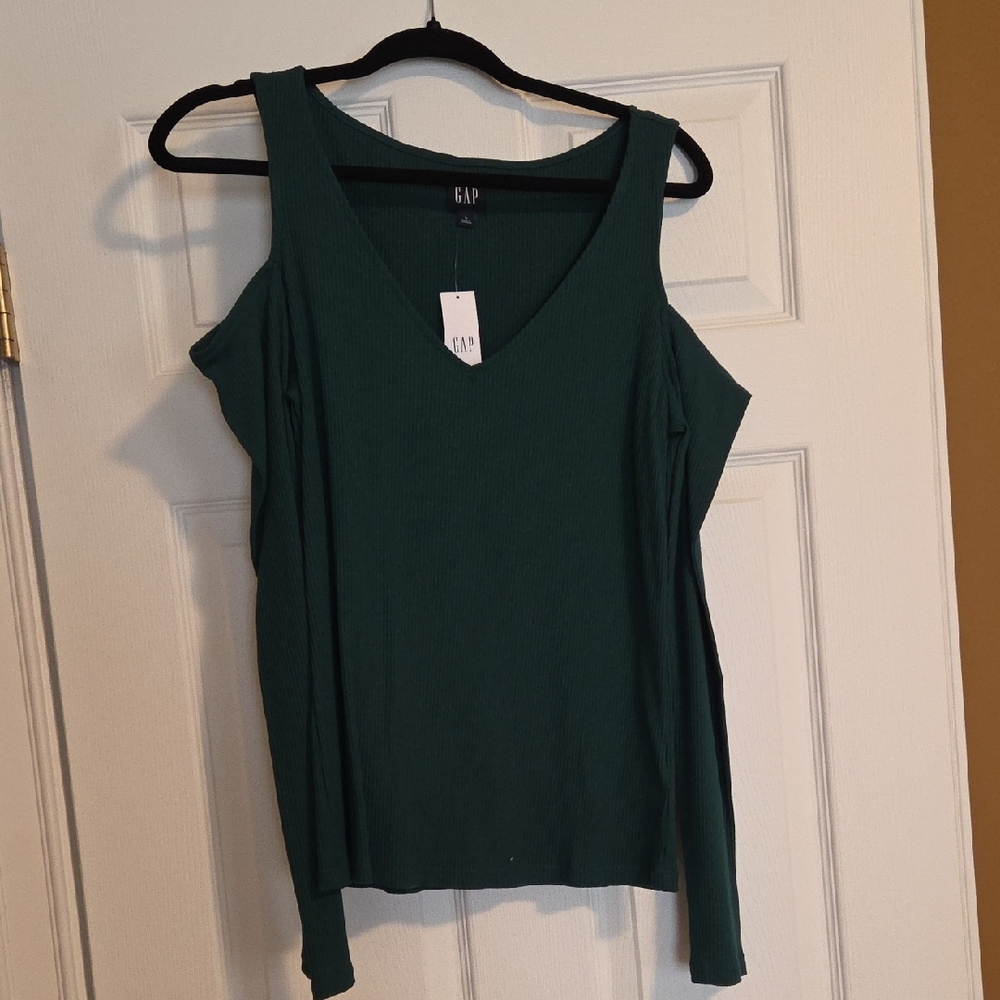 GAP Women's Teal Cold Shoulder Tank Top